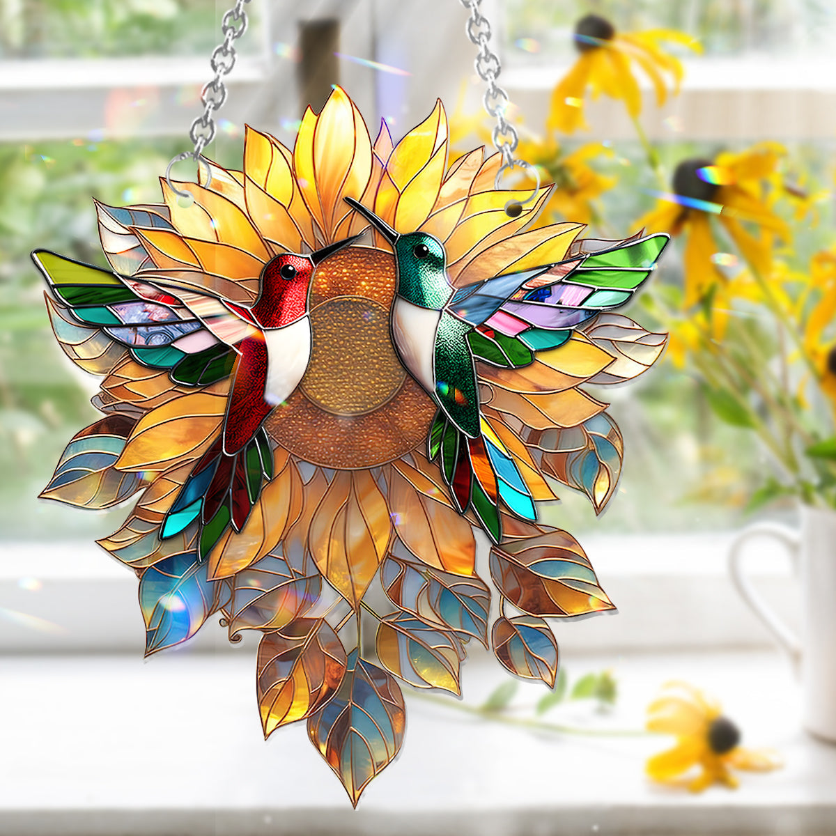 Beautiful Hummingbirds Sunshine - Hummingbird Window Hanging Suncatcher Ornament