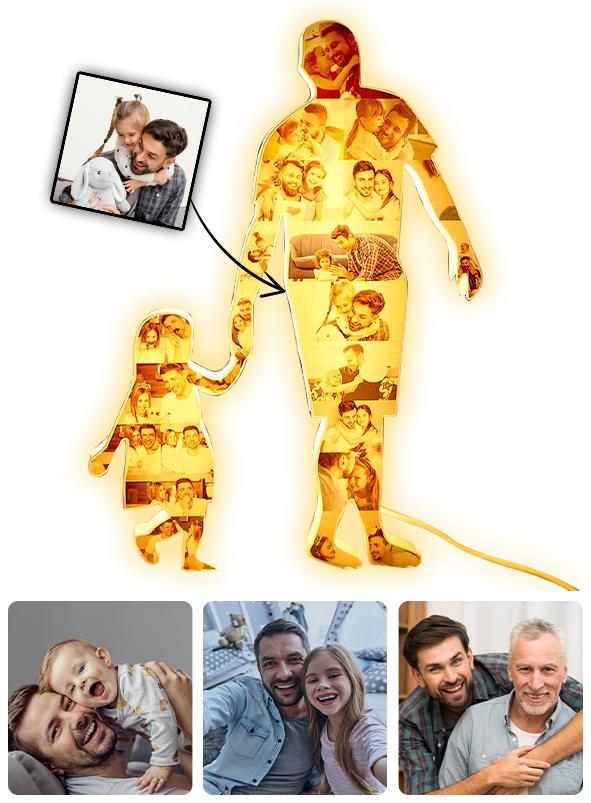 Dad Holding My Hand - Personalized Father Photo Lamp