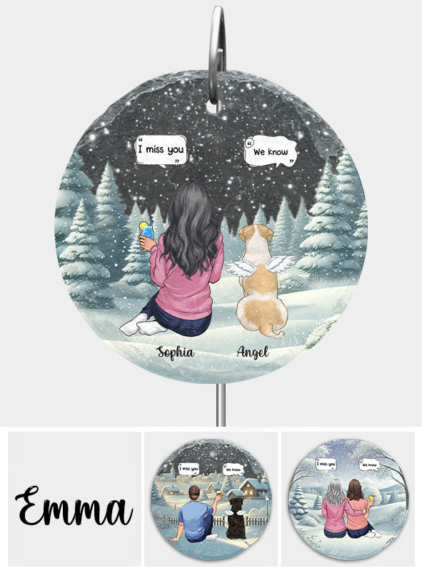 I Miss You - Personalized Dog Round Hanging Garden Slate