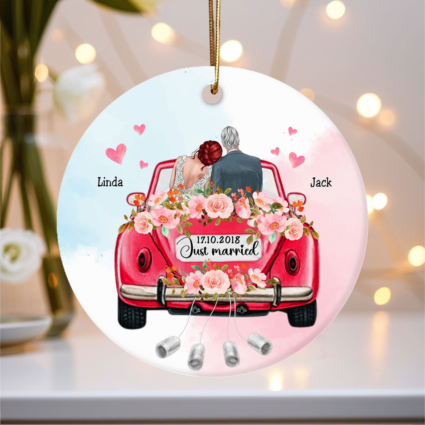 Personalized Wedding Car Ornament - Celebrate the Start of Your Love Journey