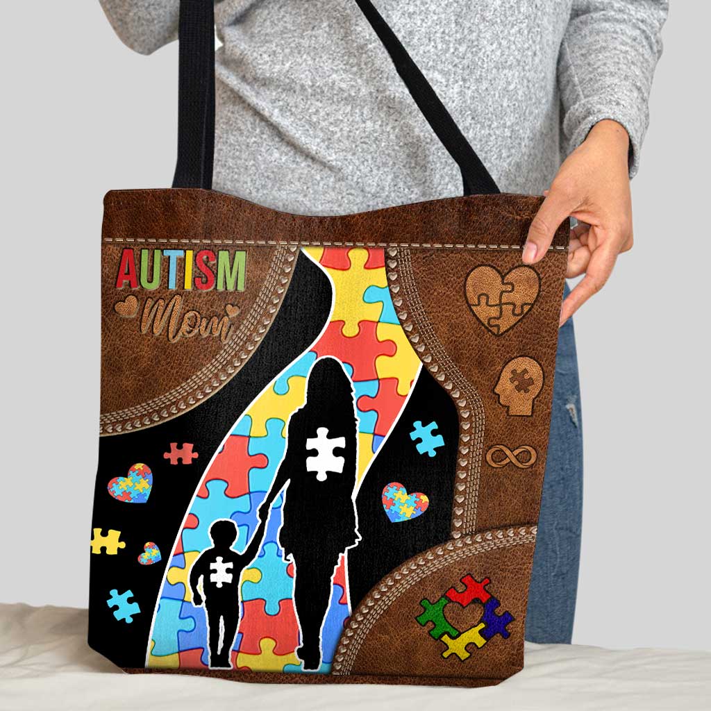 Autism Mom Never Walk Alone - Autism Awareness Tote Bag 0921