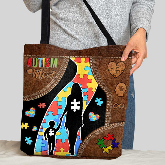 Autism Mom Never Walk Alone - Autism Awareness Tote Bag 0921