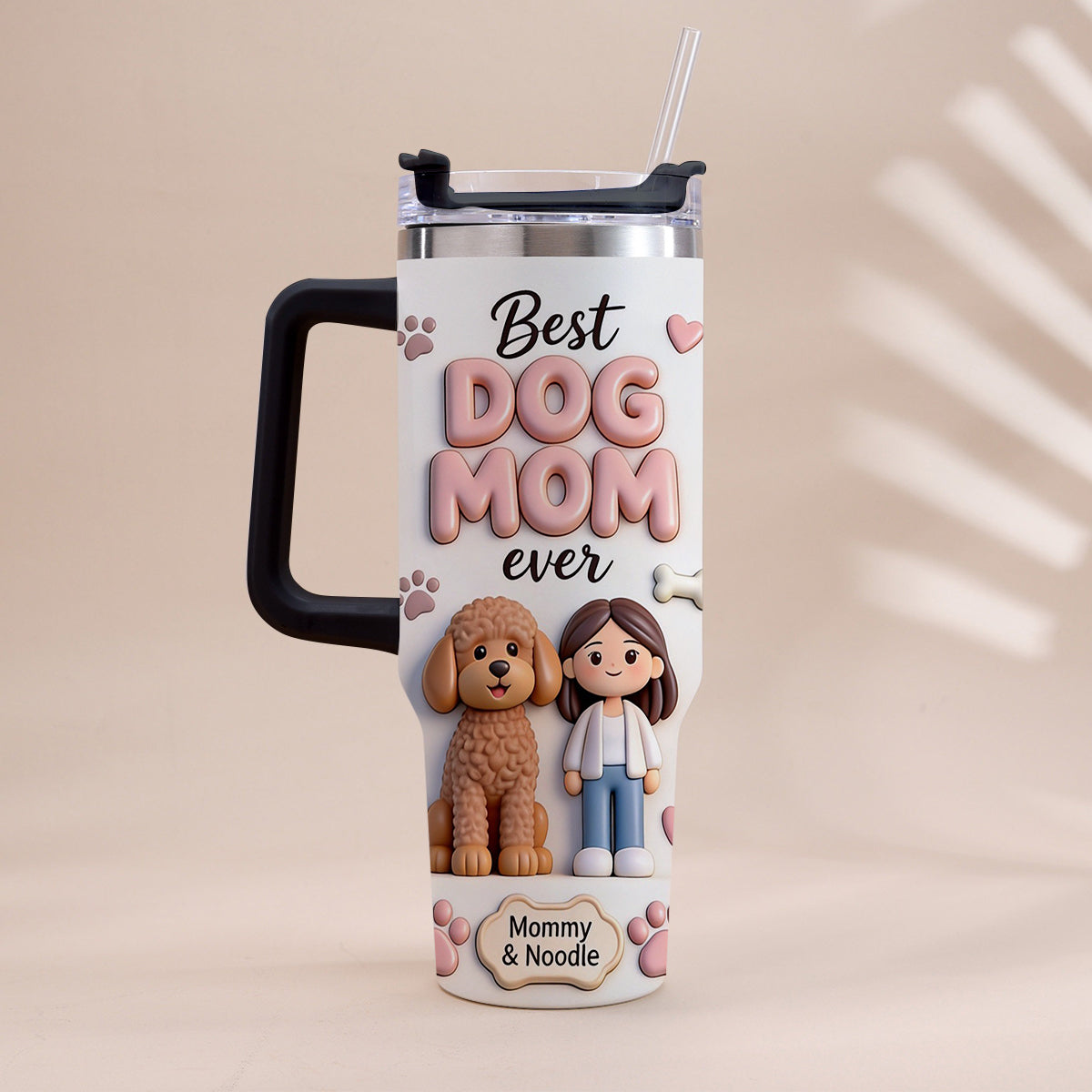 Best Pet Mom Ever - Personalized Dog Tumbler With Handle