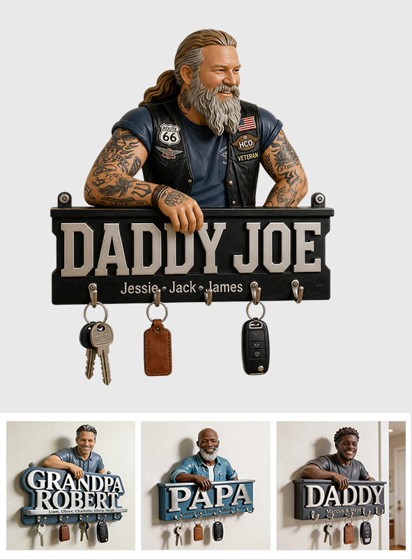 Father's Day Gifts For Dad, Grandpa - Personalized Father Custom Shaped Hanging Rack