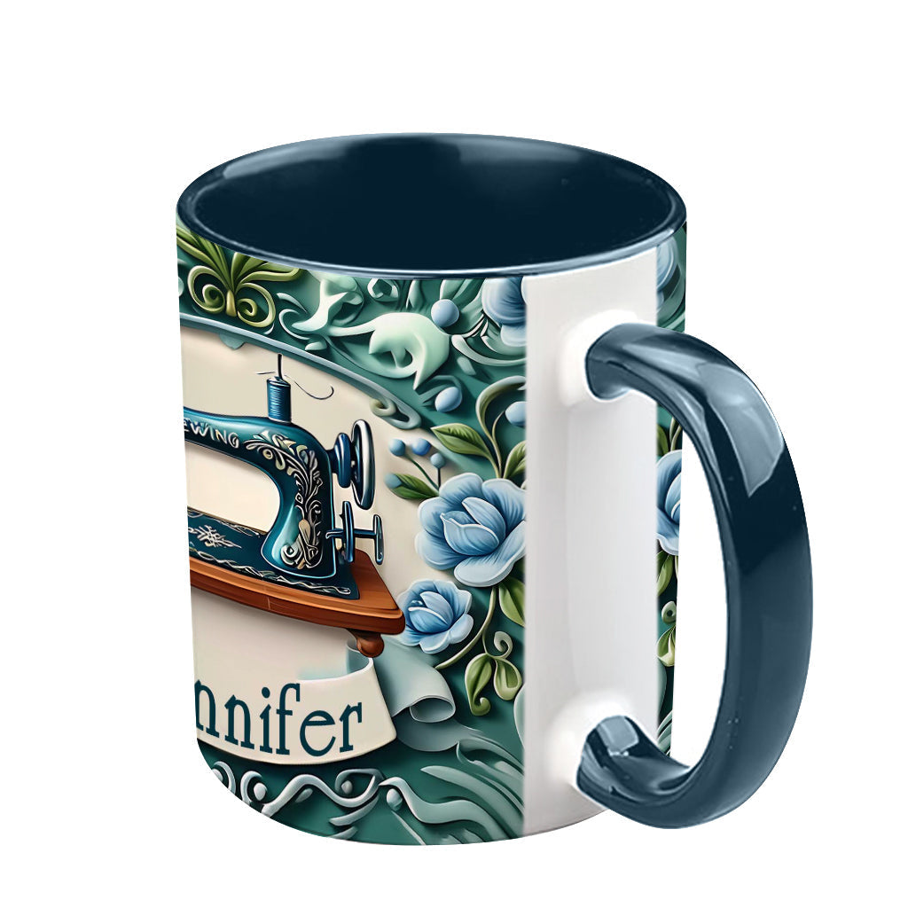 Blue Sewing Machine - Personalized Sewing Accent Mug