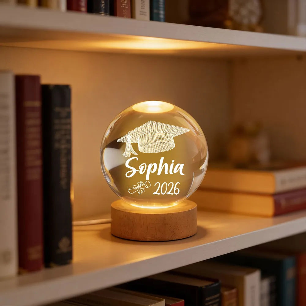 Personalized Globe Lamp With Graduation Cap Illusion Night Light, Unique Graduation Gift Keepsake
