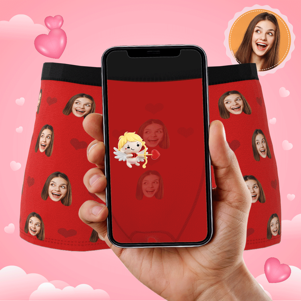 Custom Wife Or Girlfriend Face Boxers AR View - Personalized Couple Men's boxer briefs