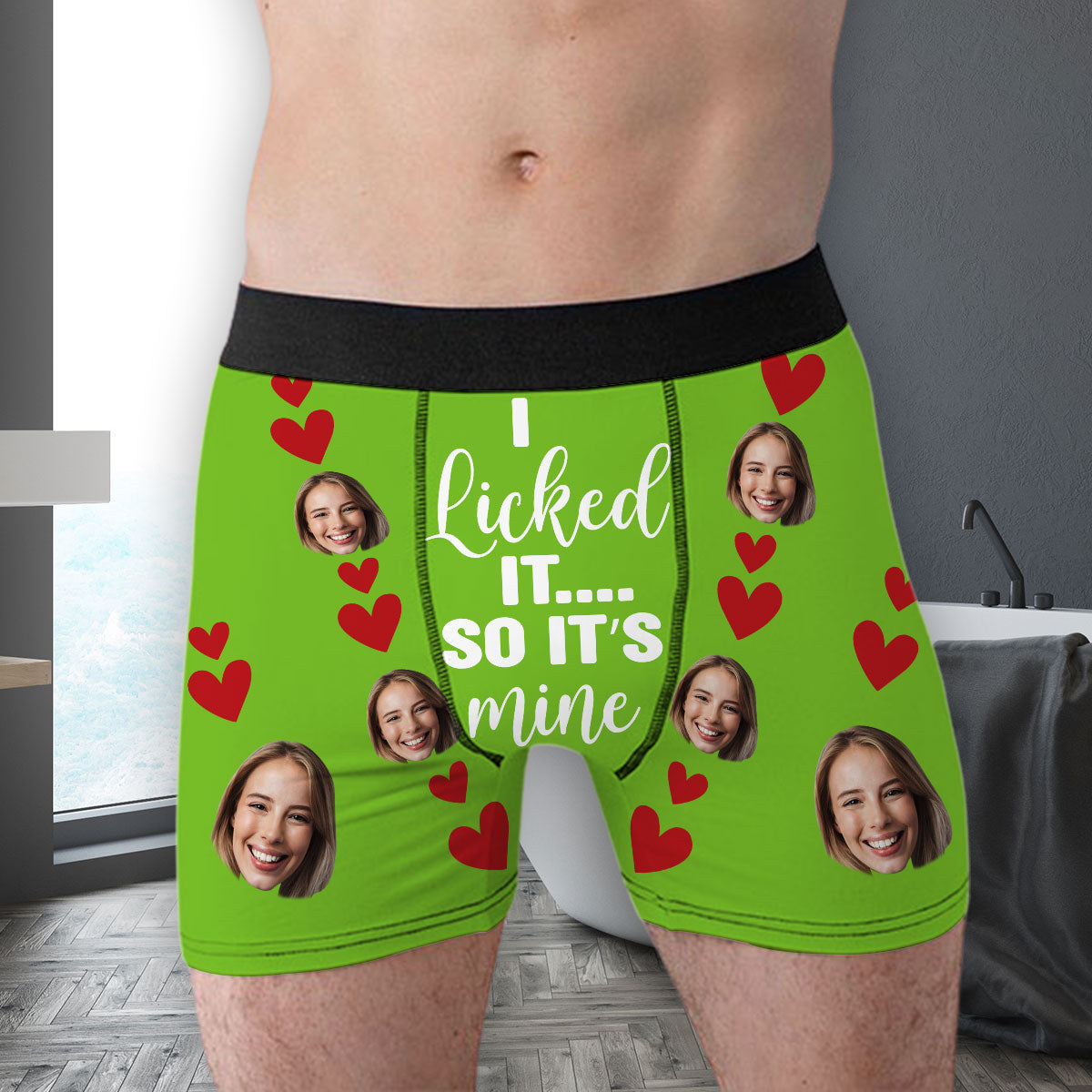 I Licked It, So It's Mine - Personalized Photo Men's Boxer Briefs, Funny Valentine’s Day Gift