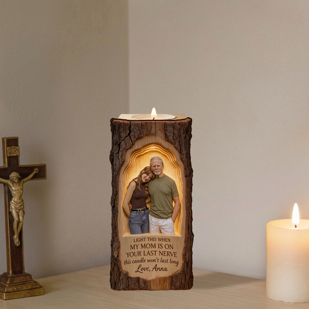 Light This Candle - Personalized Father Custom Shape Wooden Candle Holder