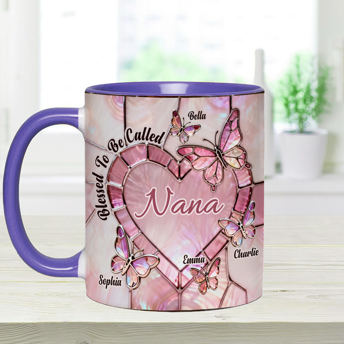Blessed To Be Called Nana Mama Gigi Grandma - Personalized Grandma Set Accent Mug with Acrylic Stirrers