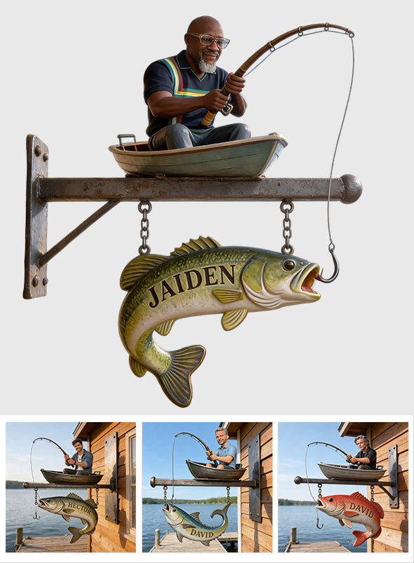 Custom Any Photo - Personalized Fishing Wooden Wall Mount Sign