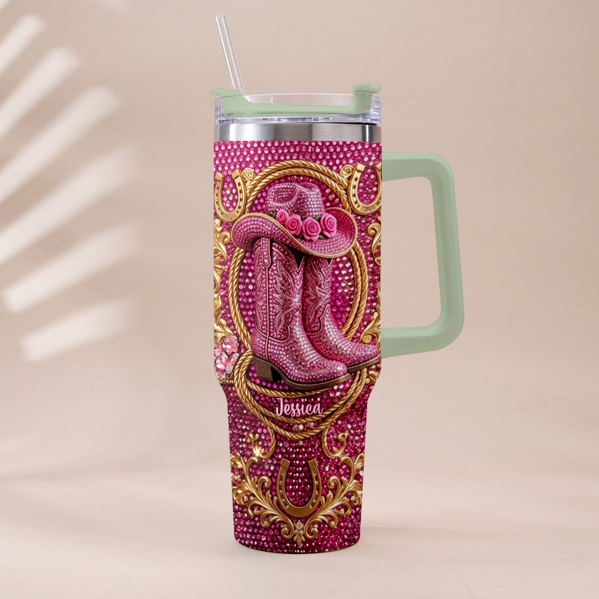 Cowgirl Boots - Personalized Cowgirl Tumbler With Plush Charm