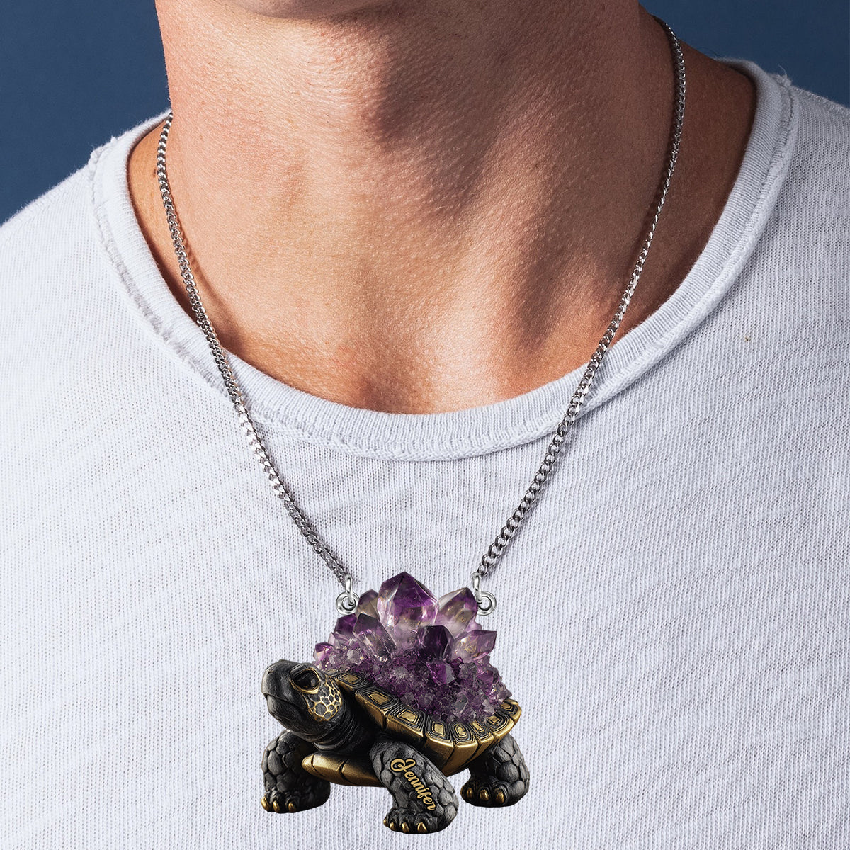 Amethyst/ Rose Quartz/ Ruby/... Style Turtle - Personalized Turtle Custom Shaped Pendant Necklace