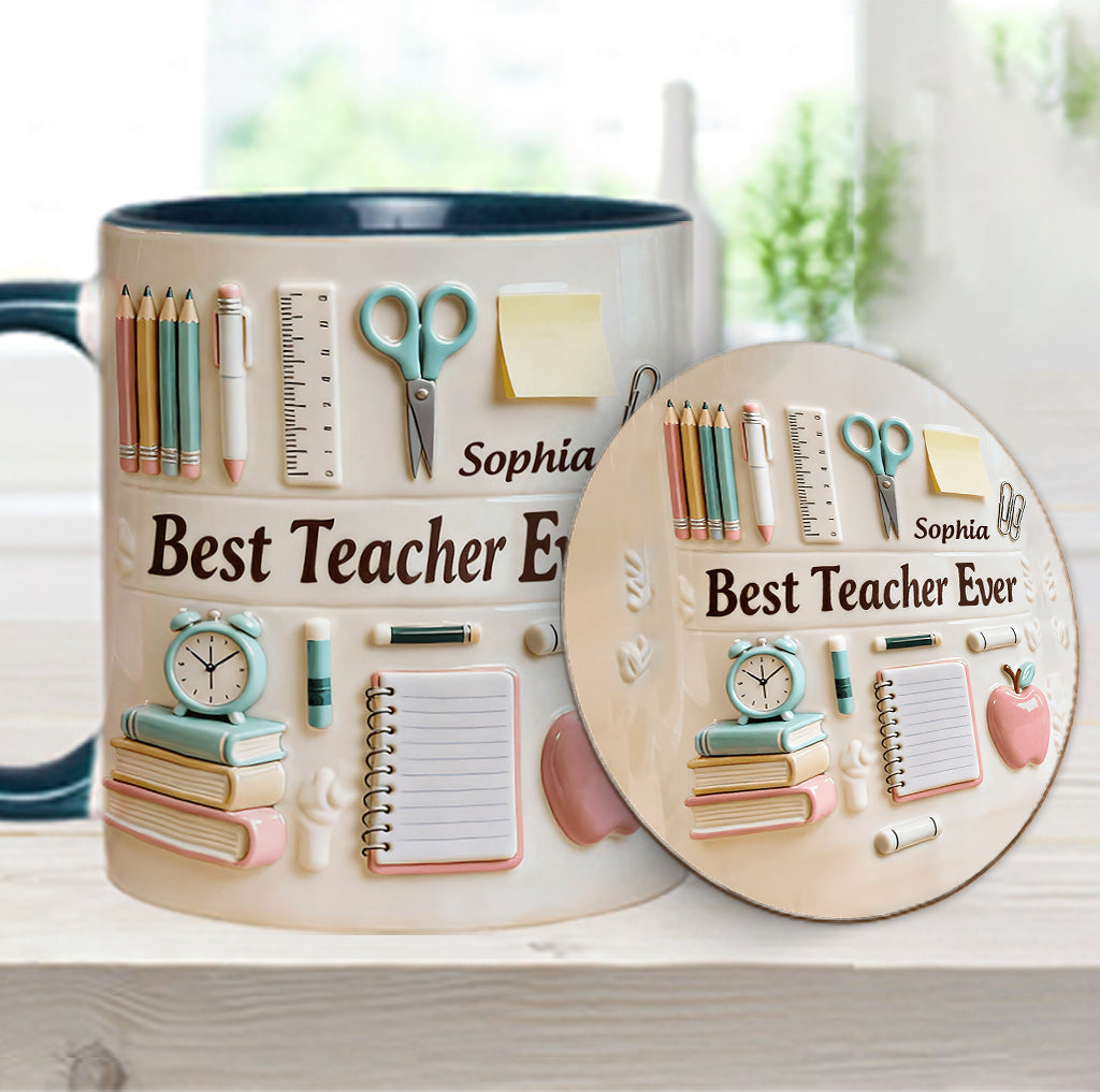 Best Teacher Ever - Personalized Teacher Accent Mug & Coaster