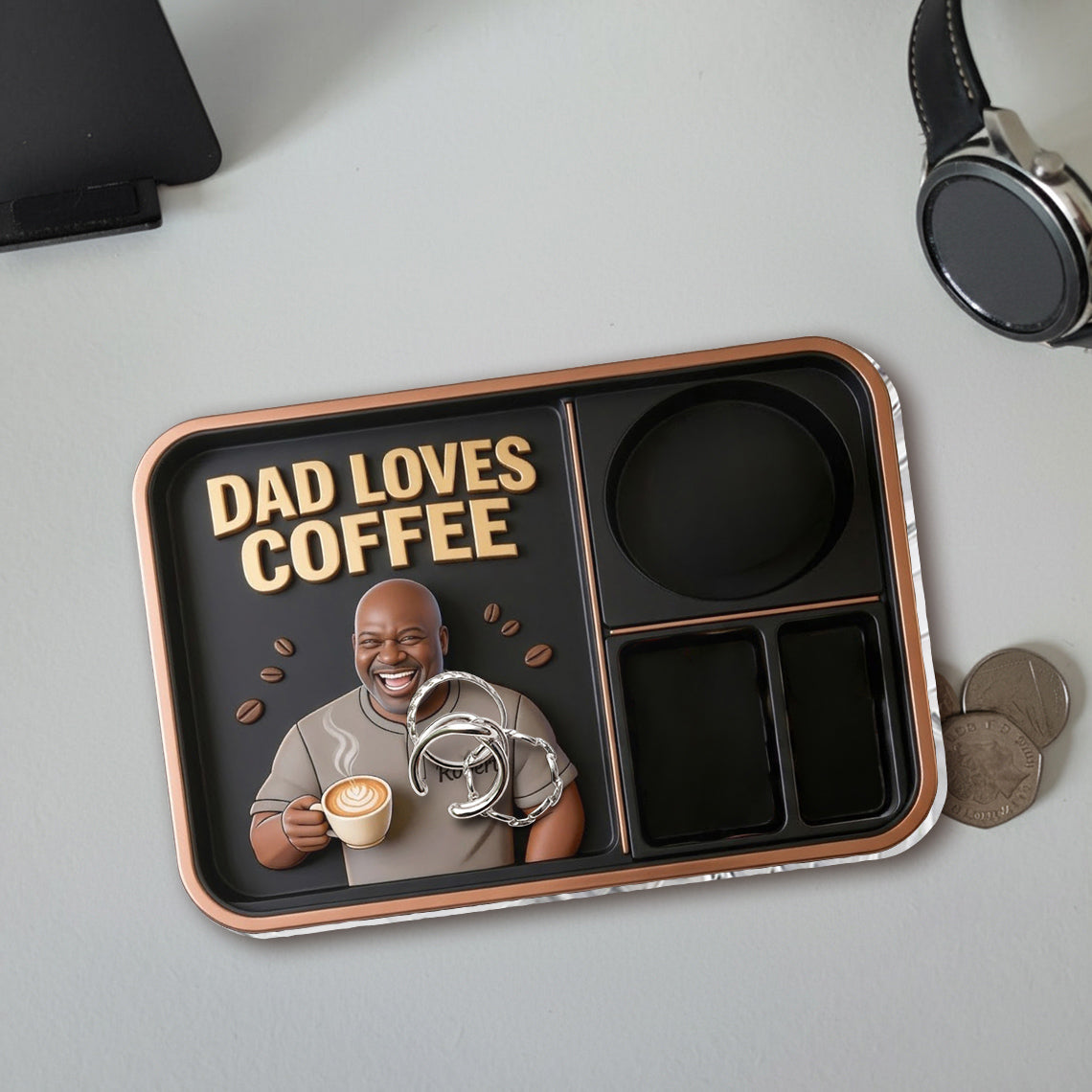 Dad Loves Coffee - Personalized Coffee Catch-All Tray