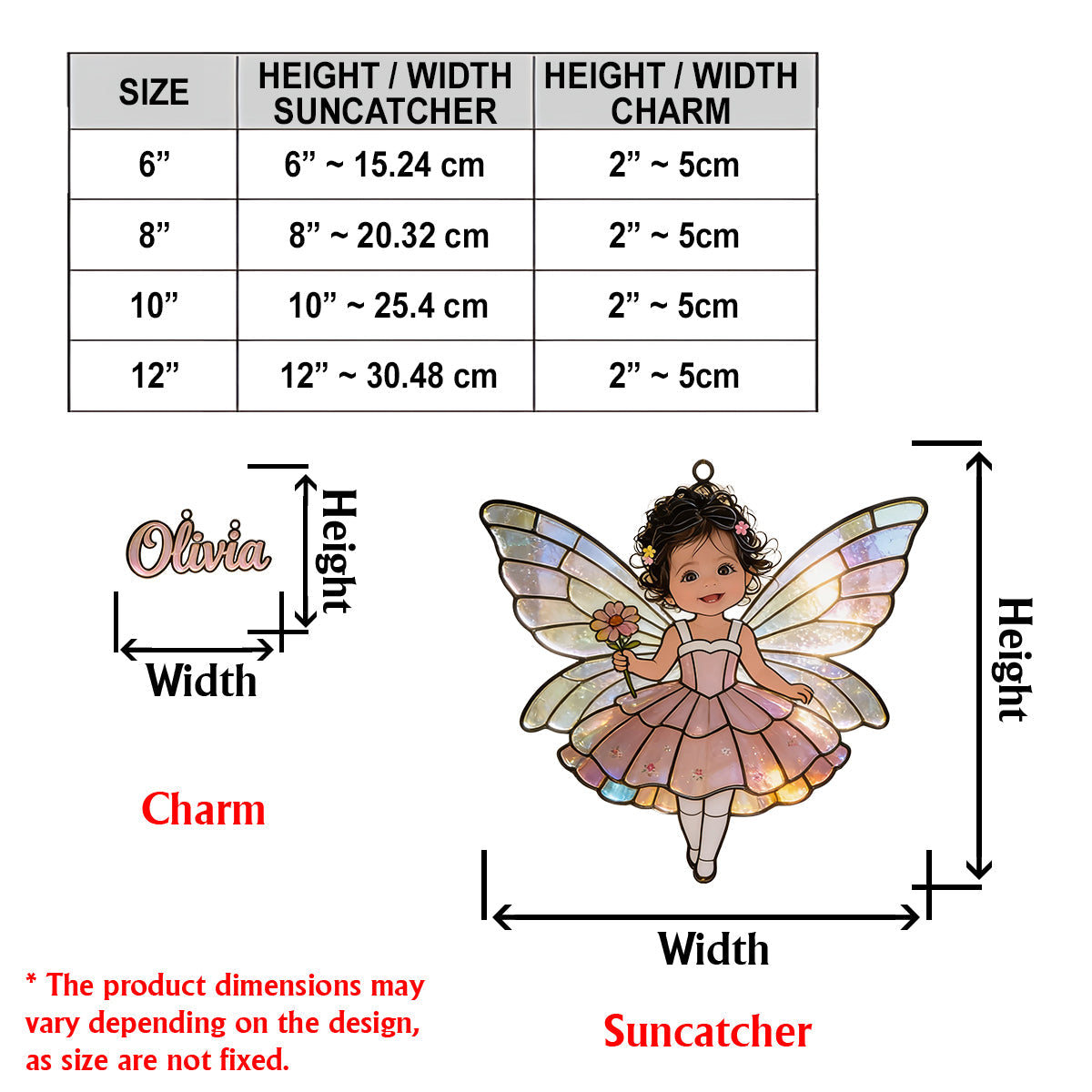Fairy Custom From Photo - Personalized Kid Window Hanging Suncatcher With Charms