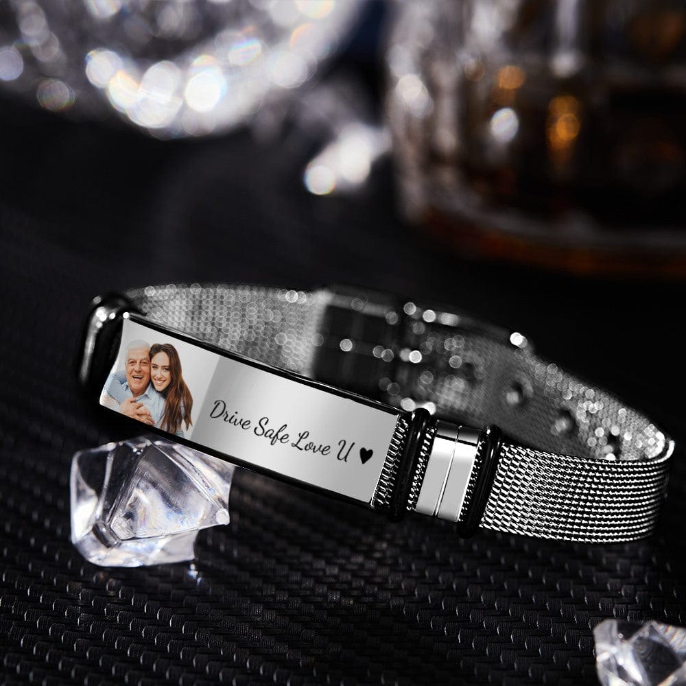 Any Photo - Personalized Photo And Engraved Stainless Steel Bracelet