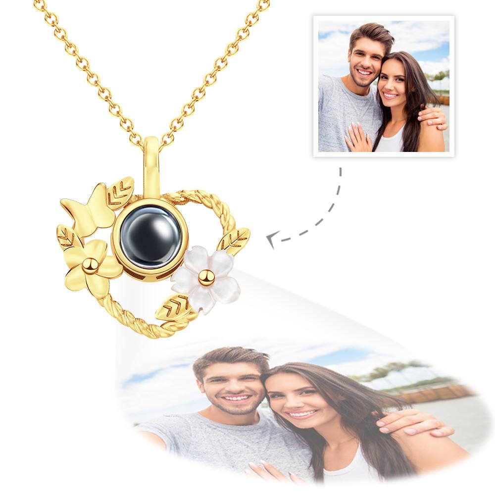 Heart-shaped Flowers Projection Charm - gift for who lost a loved one - Personalized Heart-shaped Flowers Projection Charm