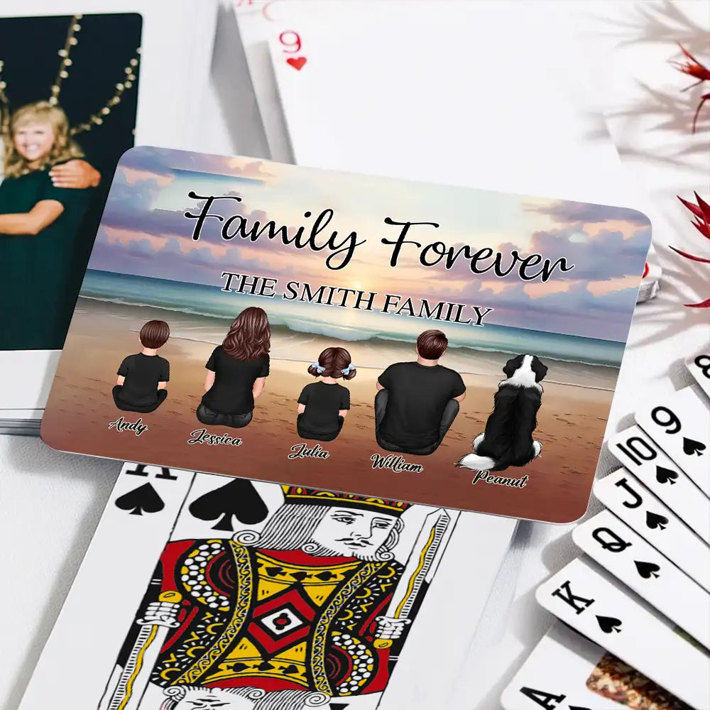 Family Forever Beach Back-View Personalized Playing Cards – Creative Gift for Siblings & Friends