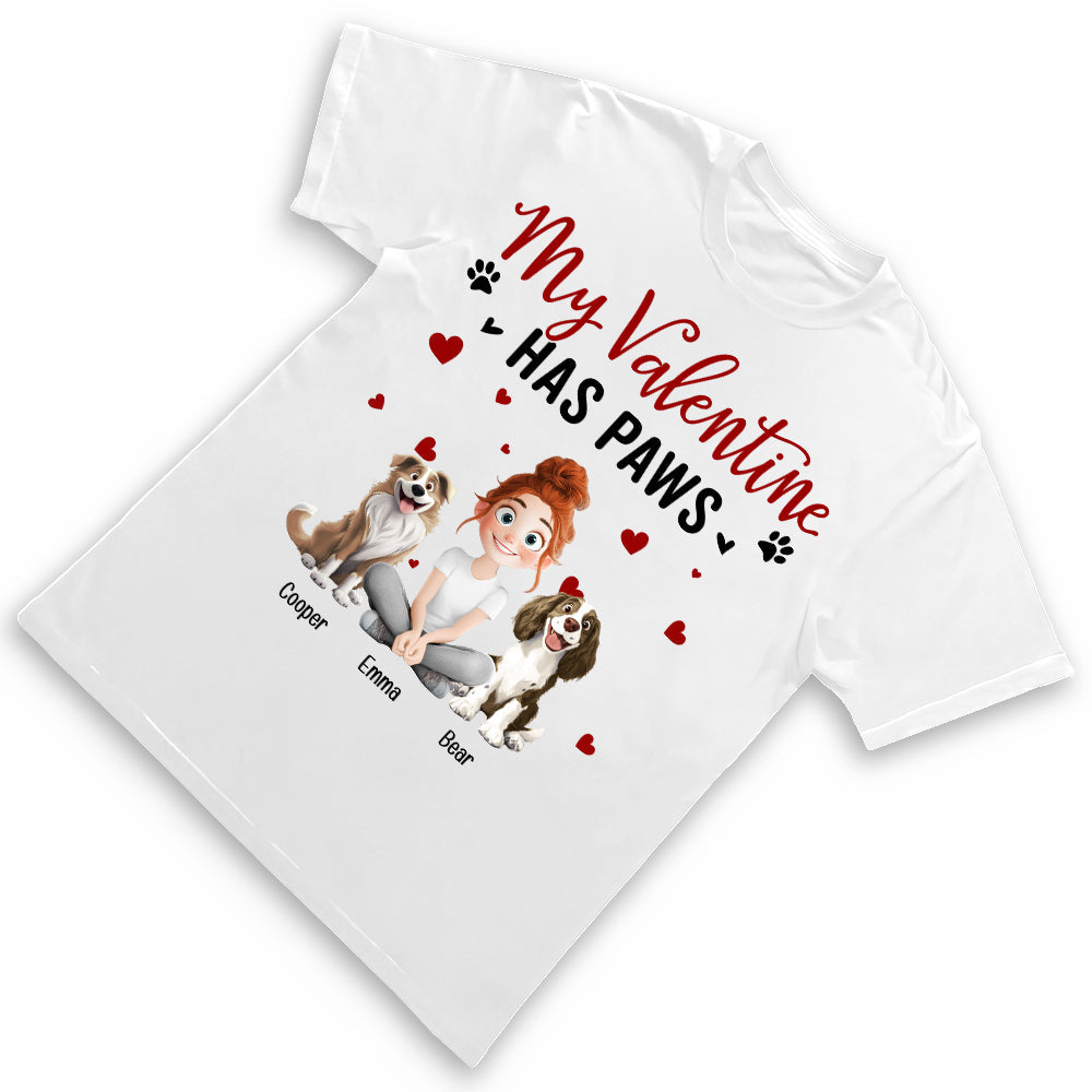 'My Valentine Has Paws' Pet-Themed Classic Tee – Valentine's Day Gift for Pet Lovers, Available as Women Tee, Hoodie, and Sweatshirt