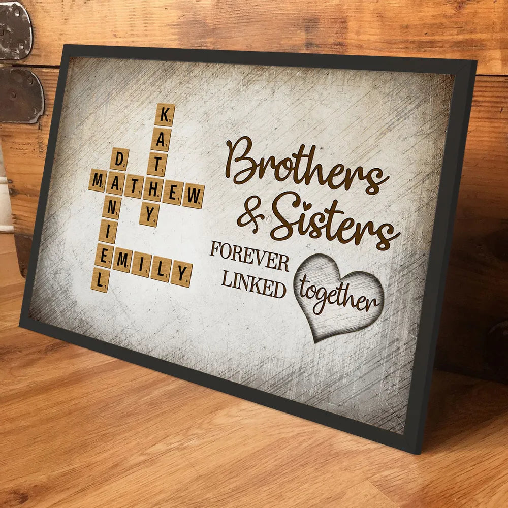 Personalized Brothers & Sisters Family Poster or Canvas – Scrabble Tile Design with Names, Perfect Gift for Siblings on Birthday or Family Reunion
