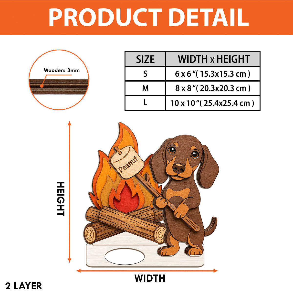 Funny Campfire Pet, Candle Stand - Personalized Dog 2 Layered Big Freestanding