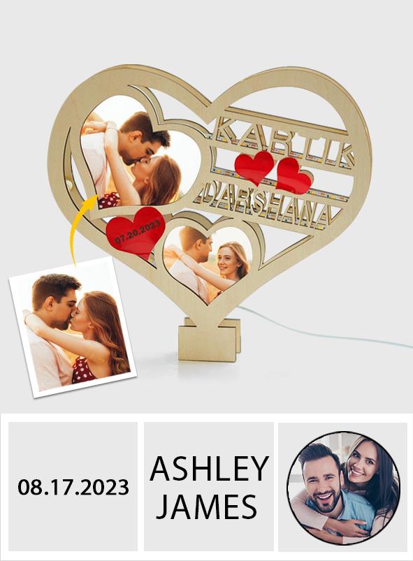 Custom Heart Photo Heart Photo Lamp - gift for husband, wife, girlfriend, boyfriend - Personalized Lamp