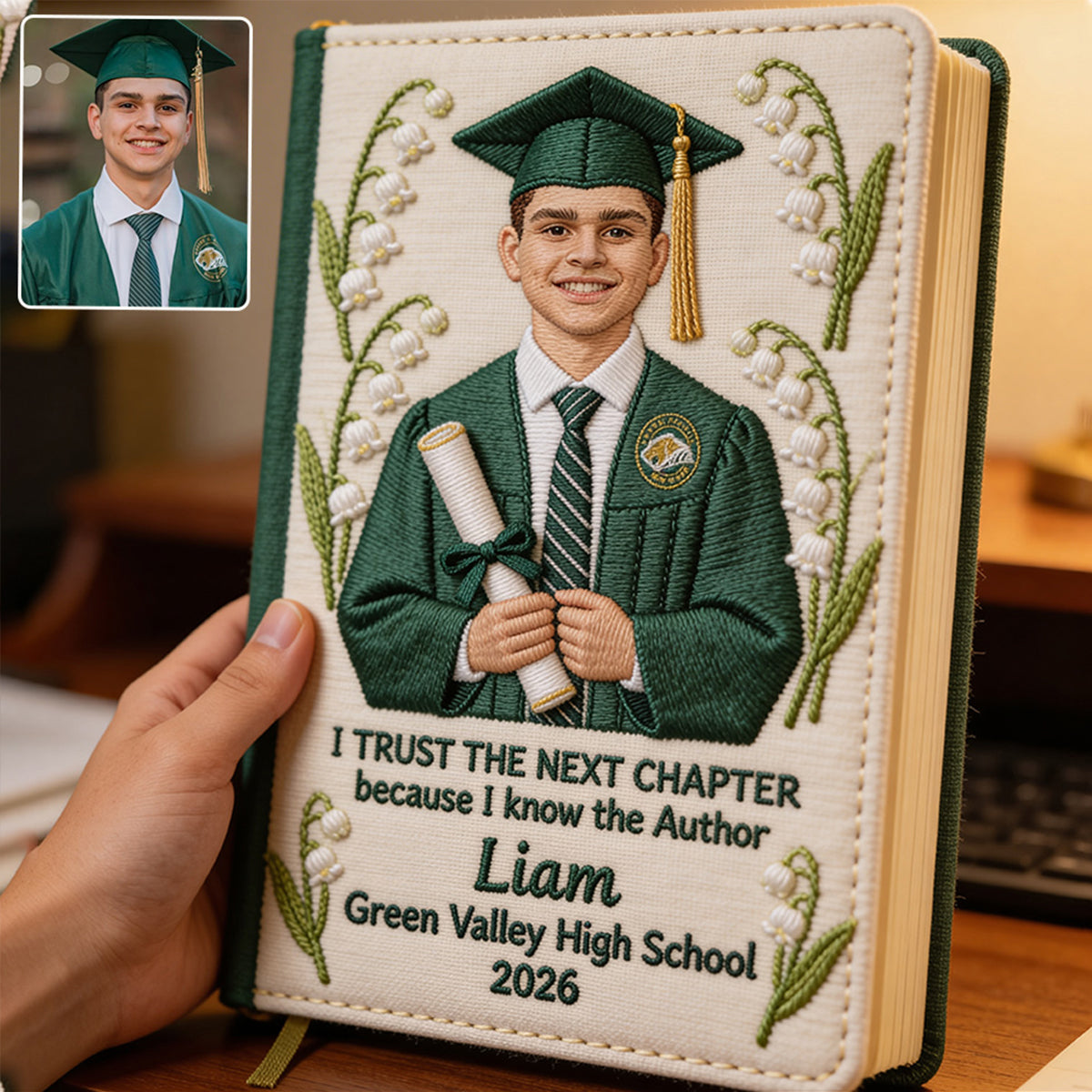 Floral Graduation - Personalized Graduation Leather Journal