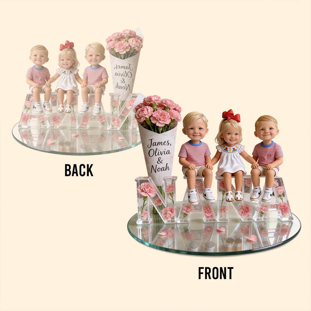 Custom Any Photo, Any Flower - Personalized Grandma Custom Shaped Acrylic Plaque