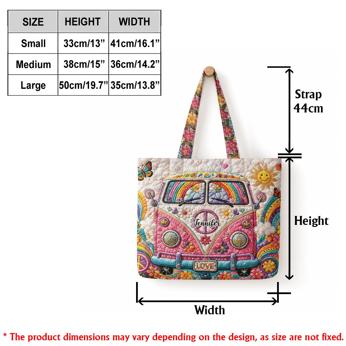 Hippie Soul Set Bag With Charm - Personalized Hippie Quilted Tote Bag With Plush Charm