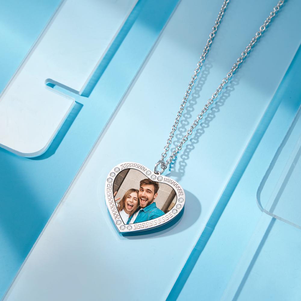 Any Photo - Personalized Photo Necklace Heart Diamond