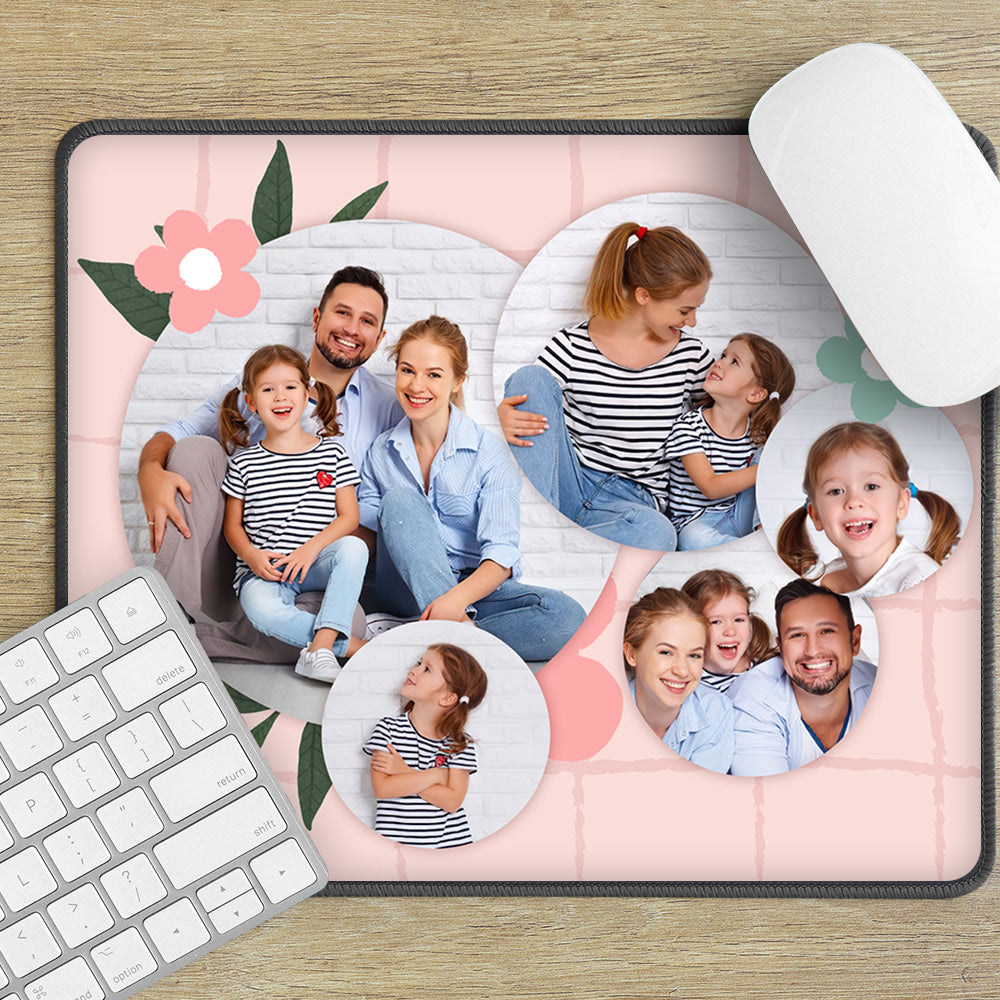 Any Photo - Personalized Photo Pink Flower Mouse Pad