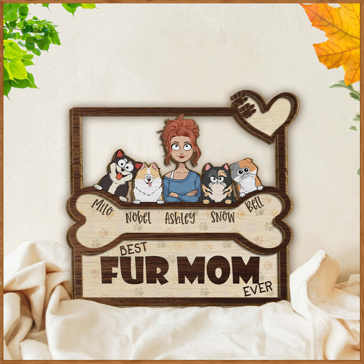 Best Fur Mom Dad Ever - Personalized Dog 2 Layered Wood Sign / Wood Plaque
