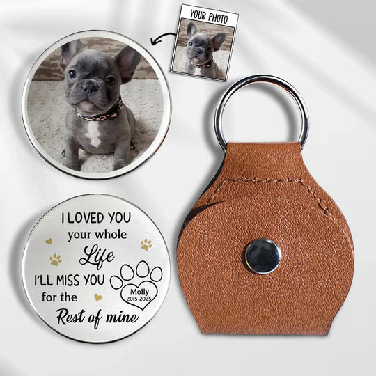 Pet Memorial Pocket Hug with Custom Photo Keychain A Small Daily Comfort Token 'I'll Miss You for the Rest of Mine' Gift