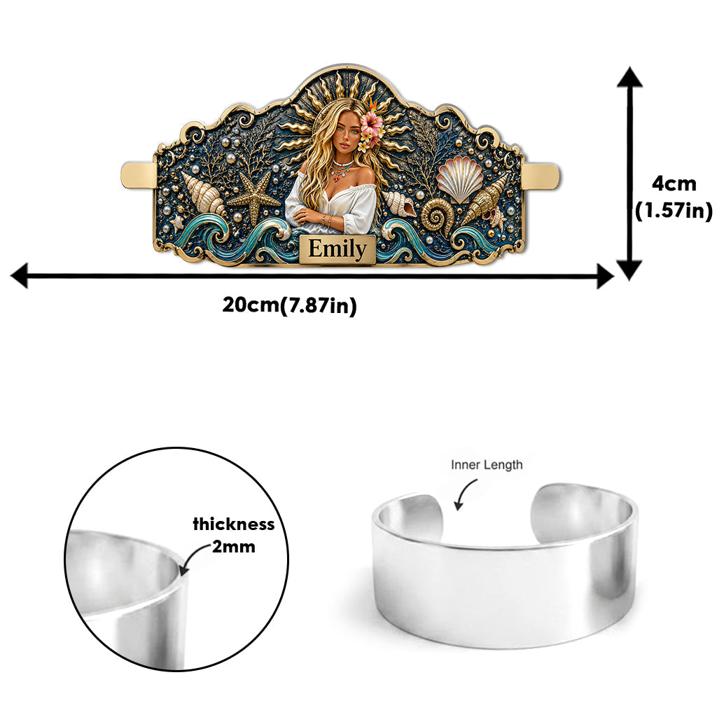 Any Photo Summer Gift - Personalized Sea Lover Shaped Cuff Bracelet