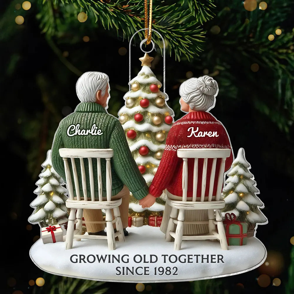 Christmas Acrylic Car Hanger for Couples – Heartwarming Holiday Keepsake, Perfect Gift for Parents or Grandparents