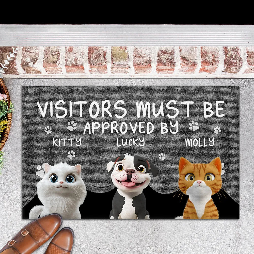 Personalized "Visitors Must Be Approved by the Dogs" Doormat – Custom Pet Door Mat for Dog Lovers