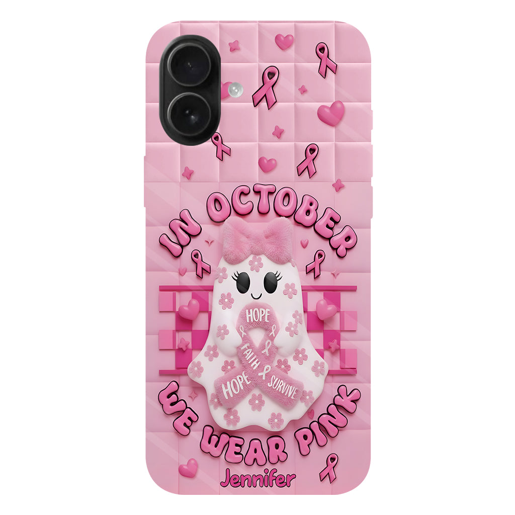 Cute Ghost Breast Cancer - Personalized Breast Cancer Awareness Full Print Phone Case