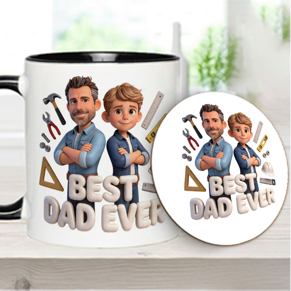 Custom Any Photo - Personalized Father Accent Mug & Coaster
