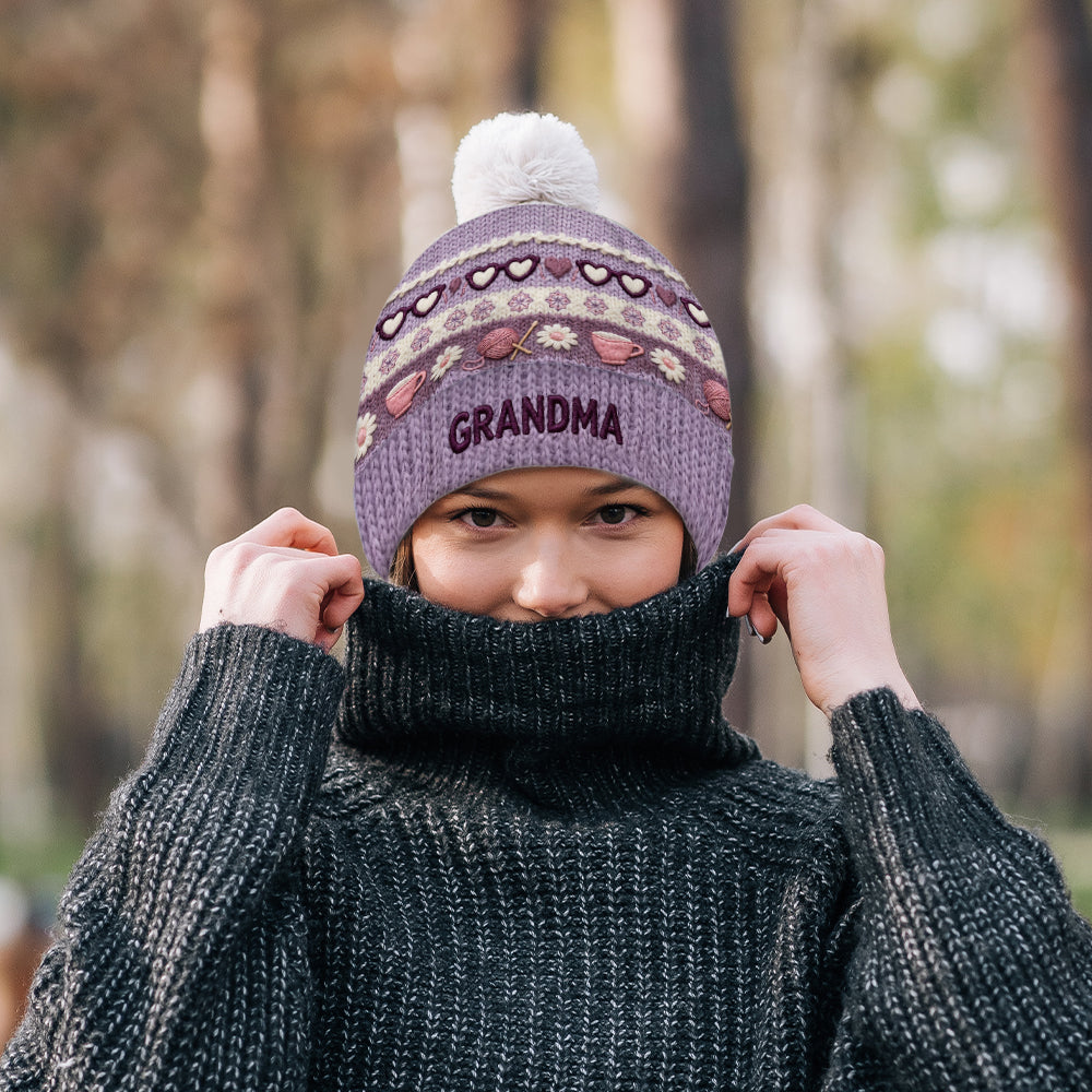 Grandma Mom - Personalized Grandma Beanie Hat