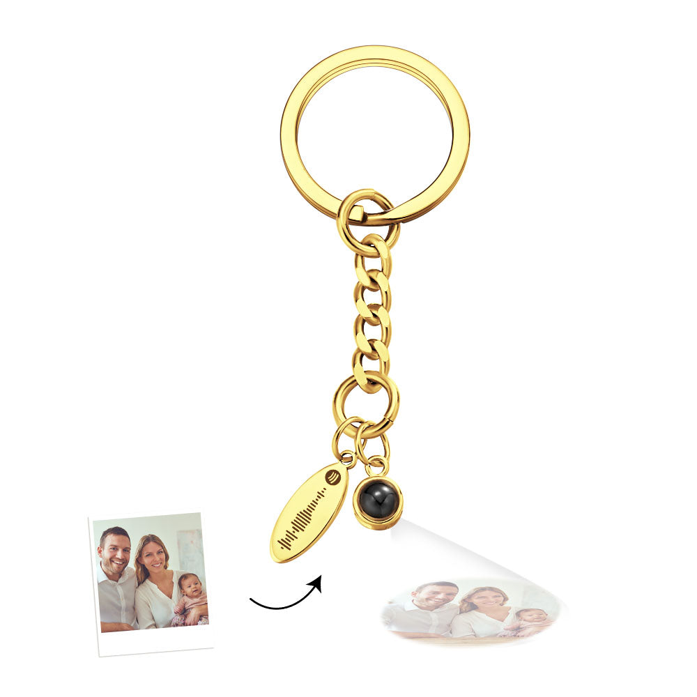 Custom Photo Music Code Projection Mini Keychain - gift for anyone, who lost a loved one - Personalized Keychain