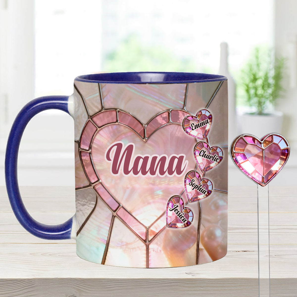 Blessed To Be Called Nana Mama Gigi Grandma - Personalized Grandma Set Accent Mug with Acrylic Stirrers