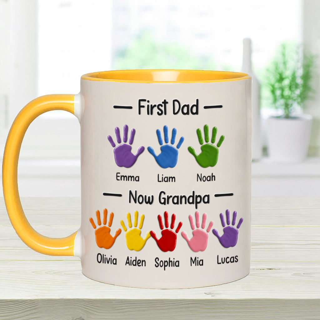 First Dad, Now Grandpa - Personalized Grandpa Accent Mug With Gift Box