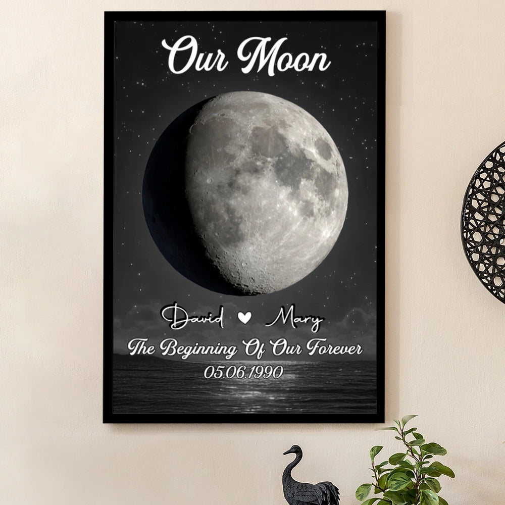 Personalized Our Moon Poster Custom Night Sky Wall Art, Romantic Keepsake Decor, Unique Gift for Couple