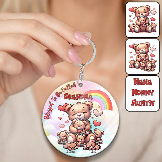 Gift for Grandma Mom Blessed To Be Called - Personalized Grandma Keychain