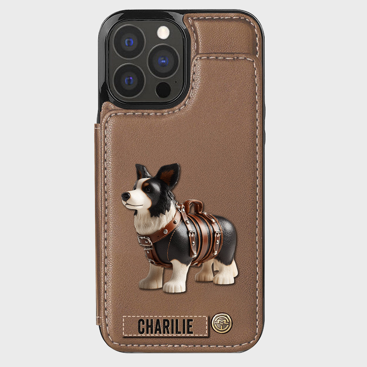 Cute Border Collie - Personalized Dog Wallet Phone Case