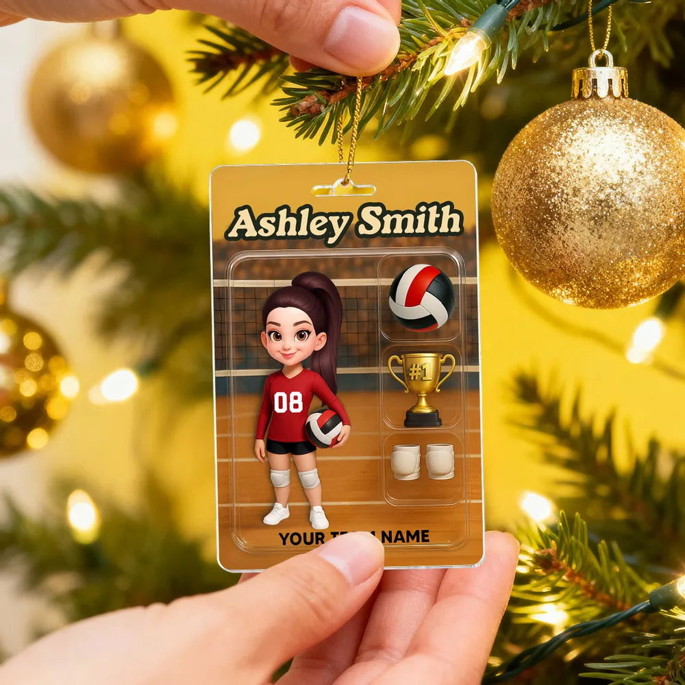 Acrylic Ornament - Custom Volleyball Player on Court, Festive Keepsake, Easy to Hang, Unique Gift for Players & Coaches