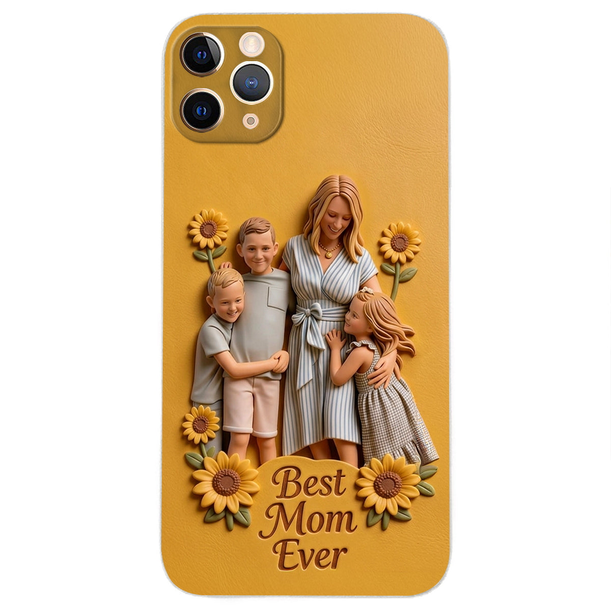 Best Mom Ever - Personalized Mother 3D Embossed Leather Phone Case