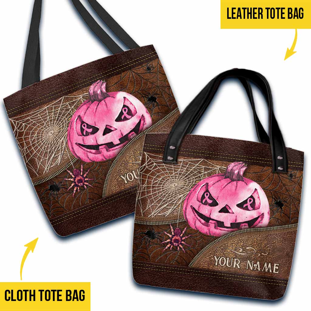 Halloween Vibes - Breast Cancer Awareness Personalized Tote Bag