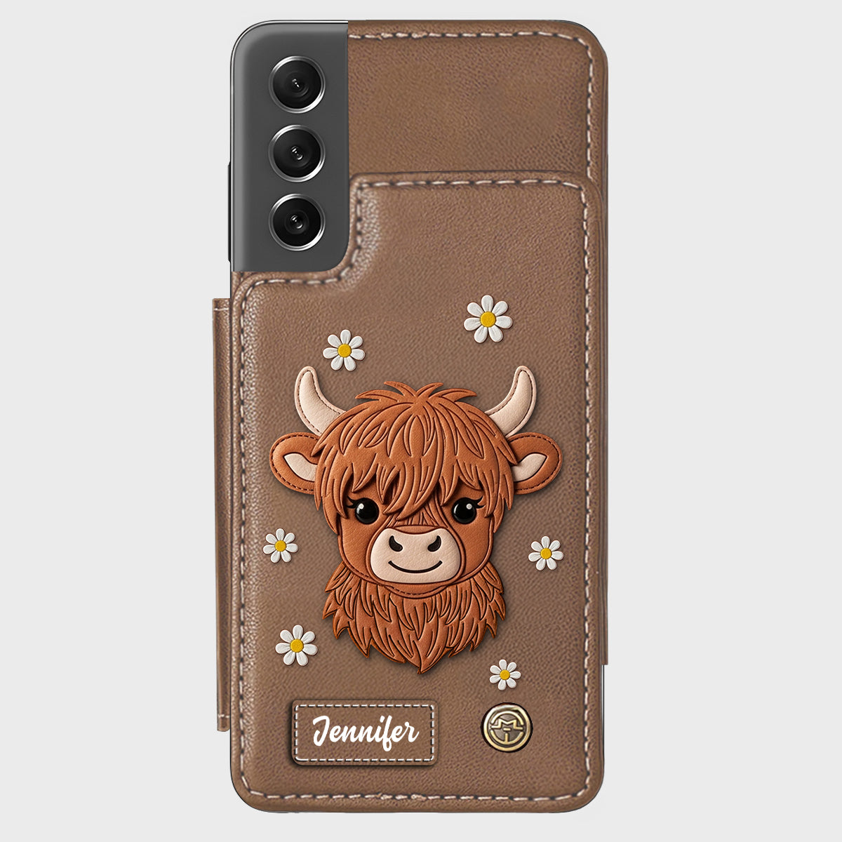 Adorable Highland Cow - Personalized Highland Cow Wallet Phone Case